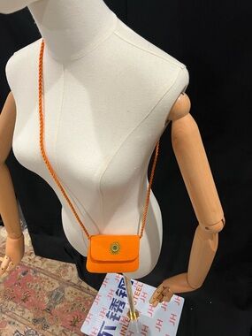 Orange Crossbody Mini Bag with Sunburst Detail